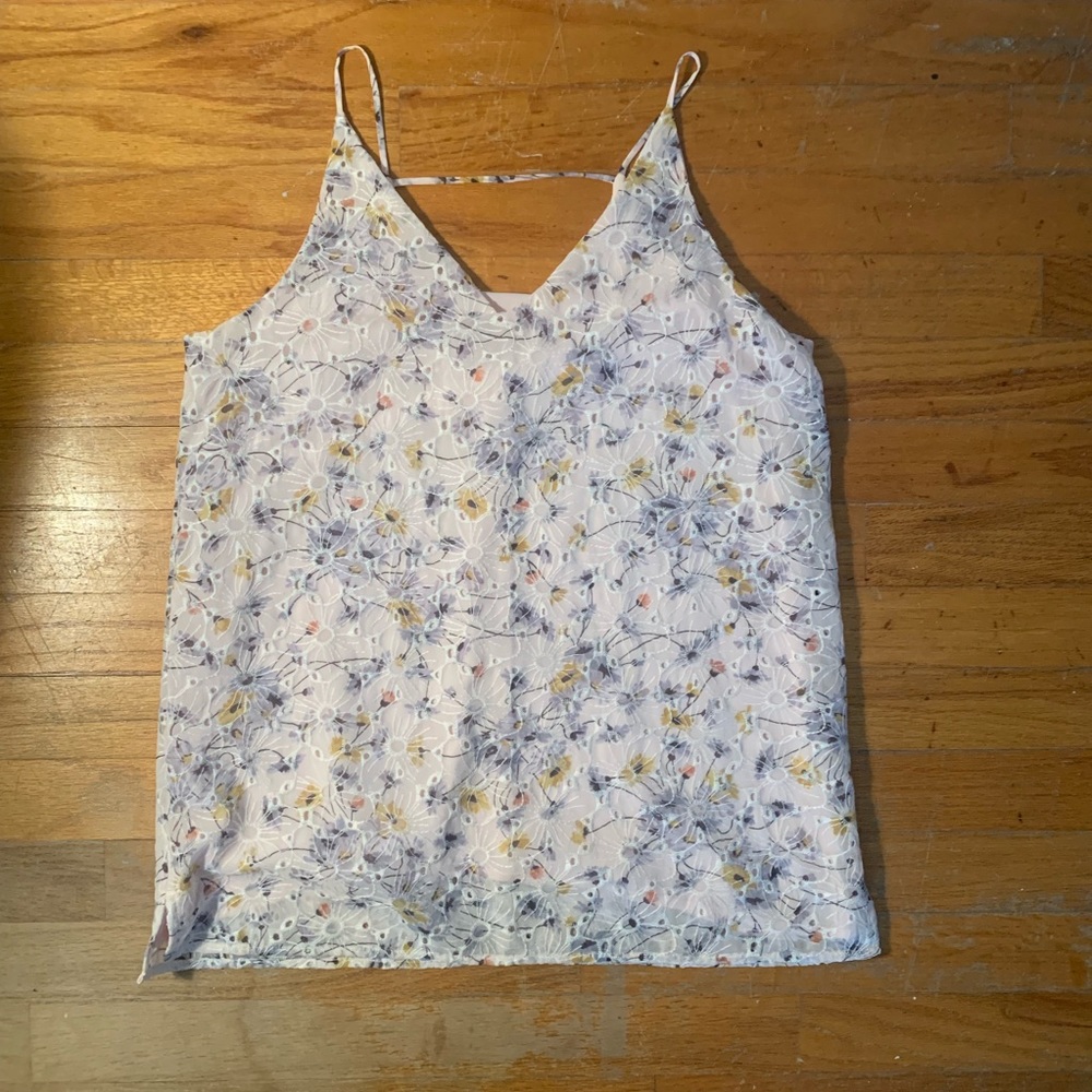 Loft Pink Floral Eyelet Blouse NWT